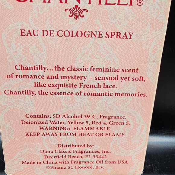EMPTY vintage Chantilly eau de cologne bottle 0.5 ml orig box circa early 2000s - Picture 6 of 7